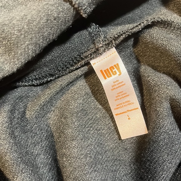 Gently used LUCY draw string ruching and draw string cowl neck sweatshirt size L - Picture 4 of 4